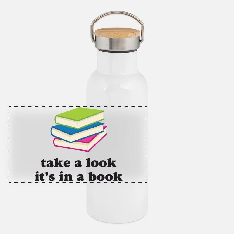 Take A Look, It's in a Book Panoramic Thermal Bottle with Bamboo Lid