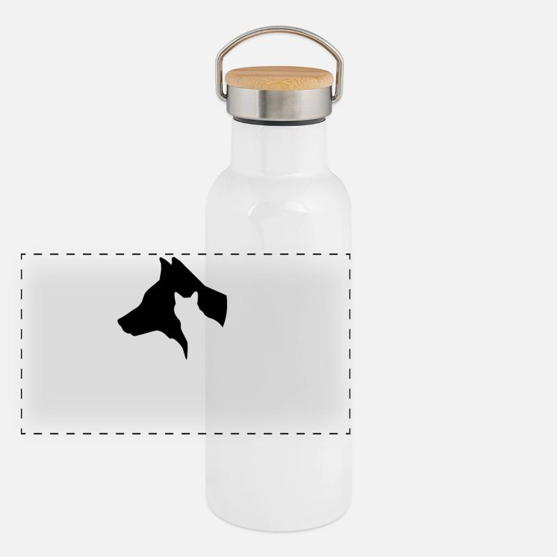 Pferd, Hund, Katze-Silhouette Panorama Thermosflasche mit Bambusdeckel