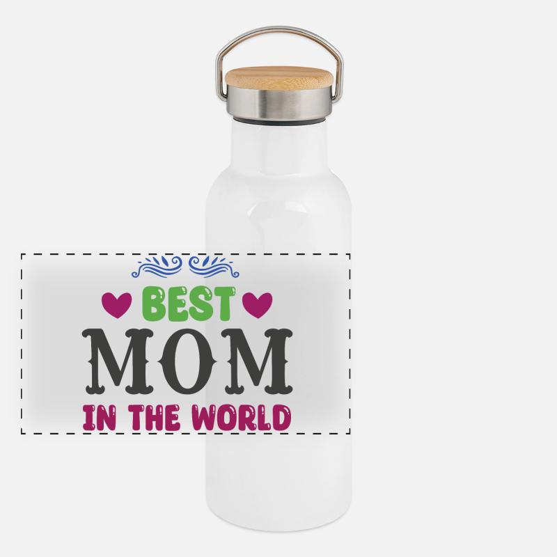 Meilleure maman du monde Gourde isotherme avec bouchon en bambou