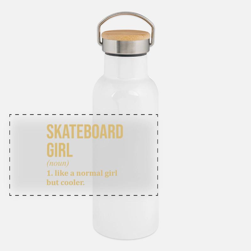 Skateboard Panoramic Thermal Bottle with Bamboo Lid