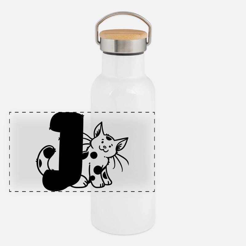 Lettre Chat J Gourde isotherme avec bouchon en bambou