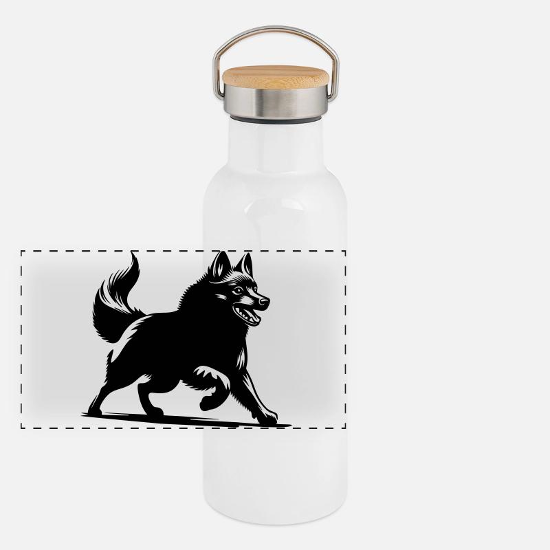 Schipperke Panorama Thermosflasche mit Bambusdeckel