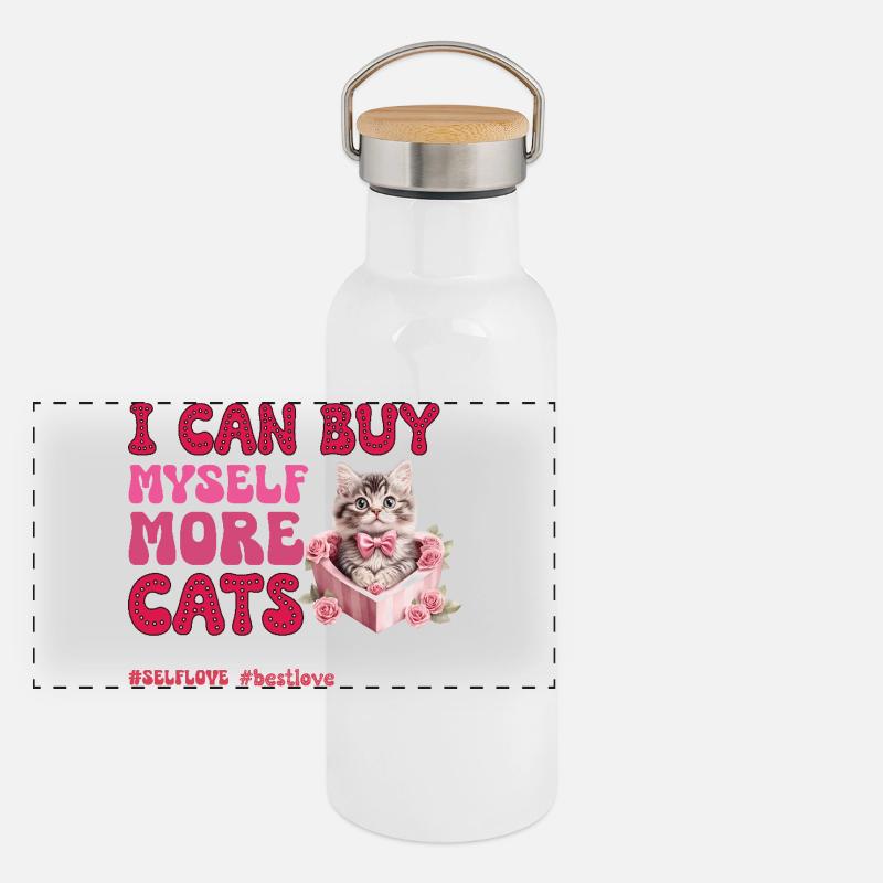 Chat de la Saint-Valentin Gourde isotherme avec bouchon en bambou