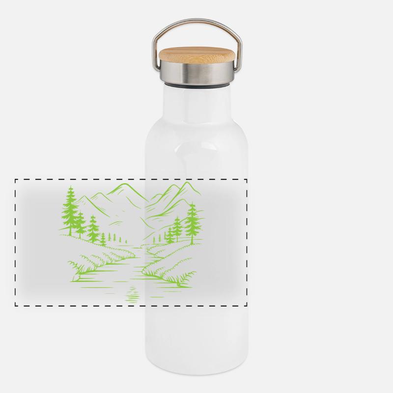 Gebirge Panorama Thermosflasche mit Bambusdeckel