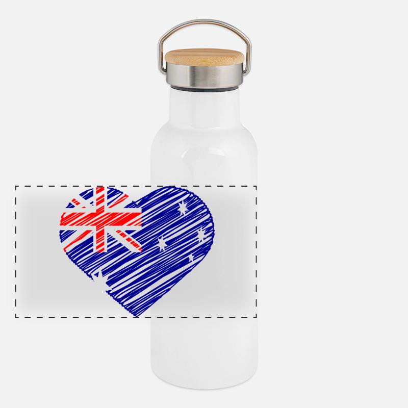 Conception de coeur de drapeau australien Gourde isotherme avec bouchon en bambou