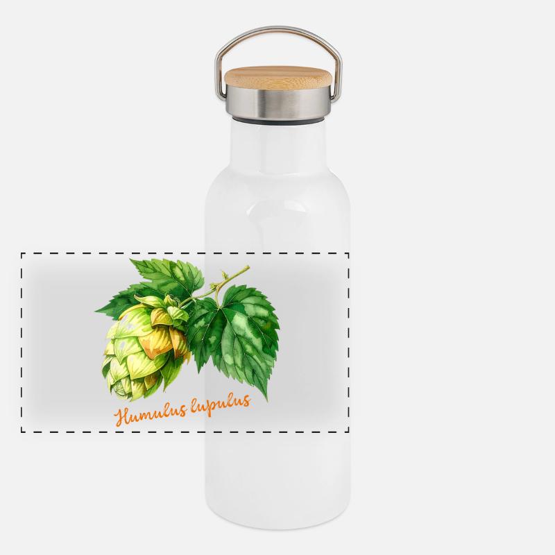 Humulus lupulus - botanical illustration Panoramic Thermal Bottle with Bamboo Lid