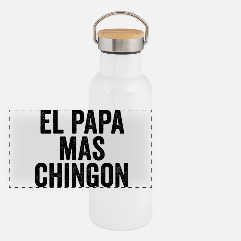 El Papa Mas Chingon Gourde isotherme avec bouchon en bambou