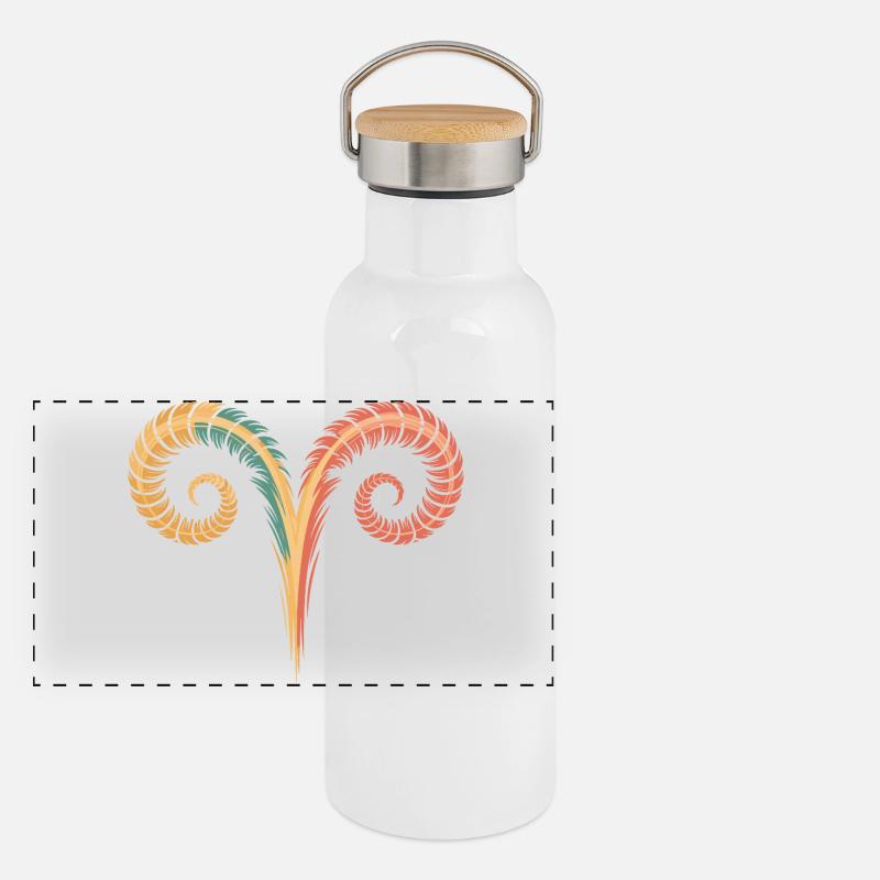 Widder Sternzeichen Symbol Aries Horoskop Widder Panorama Thermosflasche mit Bambusdeckel