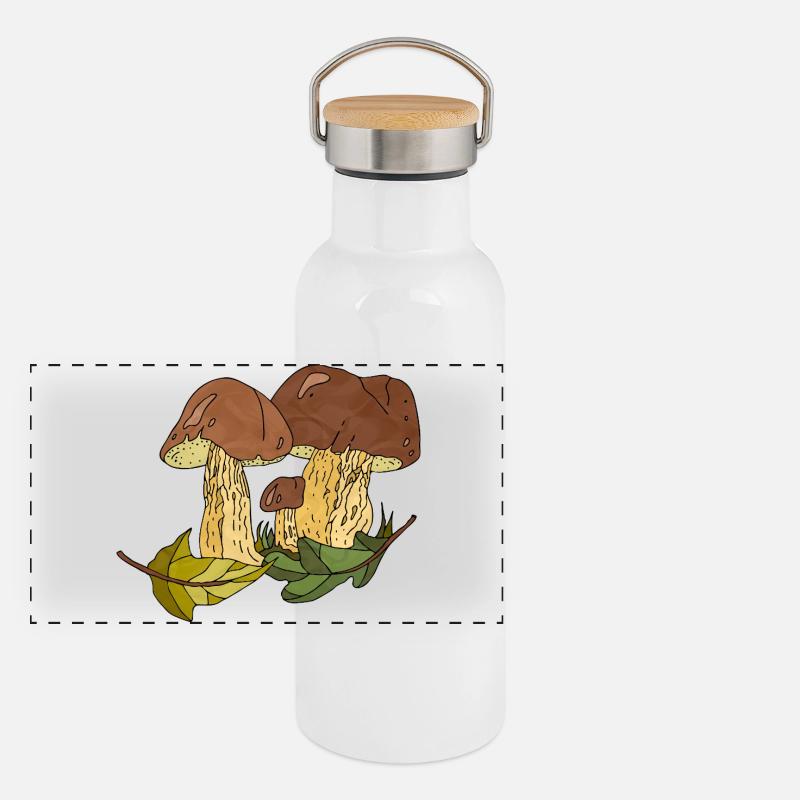 Pilze Panorama Thermosflasche mit Bambusdeckel
