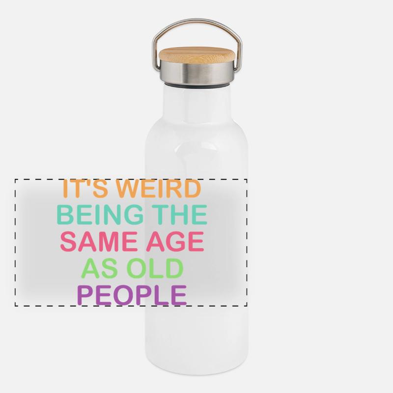 Humorous Age Comparison Design Panoramic Thermal Bottle with Bamboo Lid