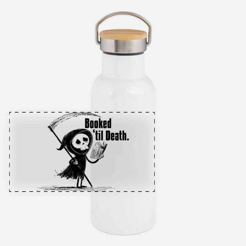 Booked ’til Death | Funny Grim Reaper Reading  Panorama Thermosflasche mit Bambusdeckel