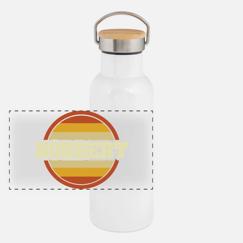First name Norbert Panoramic Thermal Bottle with Bamboo Lid