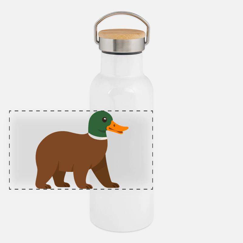 Die Bärente - sie hat einen Schnabel! Panorama Thermosflasche mit Bambusdeckel