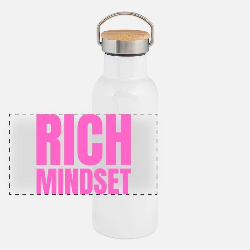 Rich Mindset, Motivation, Success, Attitude Panoramic Thermal Bottle with Bamboo Lid