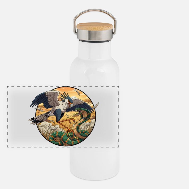 Secretary vs Snake in the Evening Light Panoramic Thermal Bottle with Bamboo Lid