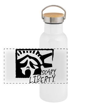 Scary Liberty - Panorama Thermosflasche mit Bambusdeckel - Weiß - Vorne