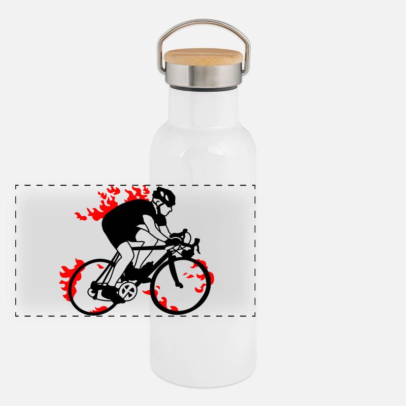 Cyclistes sur route Gourde isotherme avec bouchon en bambou