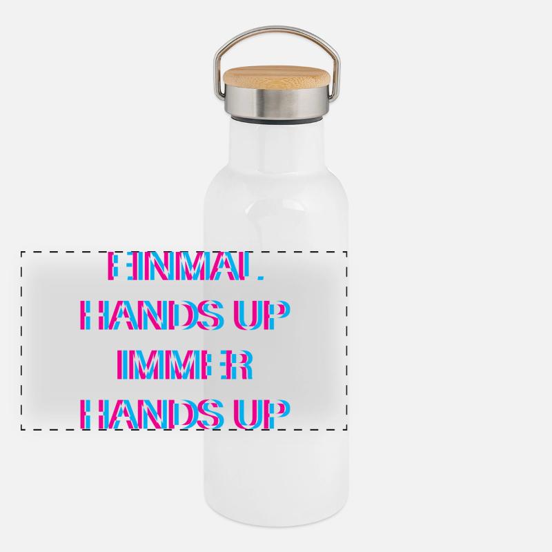 Hands Up Music Dancecore Merch Gourde isotherme avec bouchon en bambou