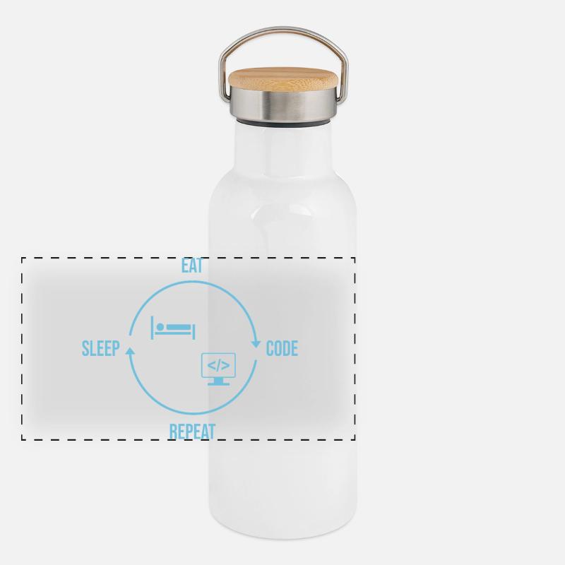 Eat Sleep Code Repeat - Programmierer Kreislauf Panorama Thermosflasche mit Bambusdeckel
