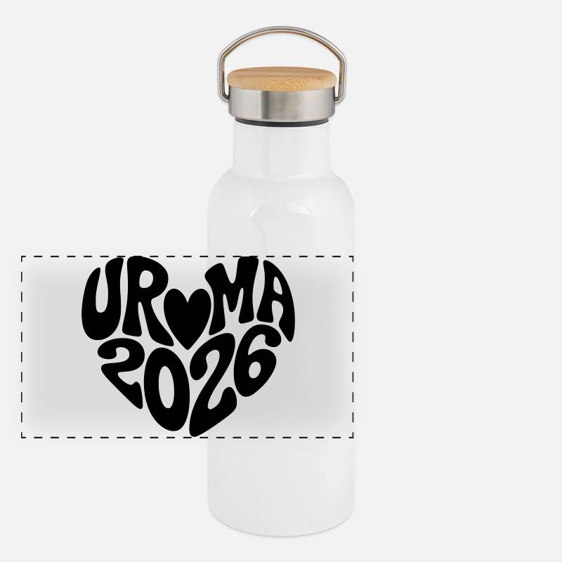 Uroma 2026 Herz Form Panorama Thermosflasche mit Bambusdeckel