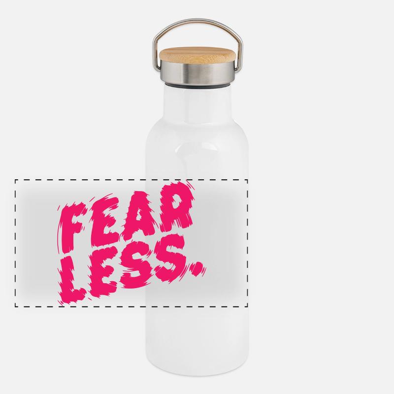 Fearless Pink Brush Letters Panoramic Thermal Bottle with Bamboo Lid