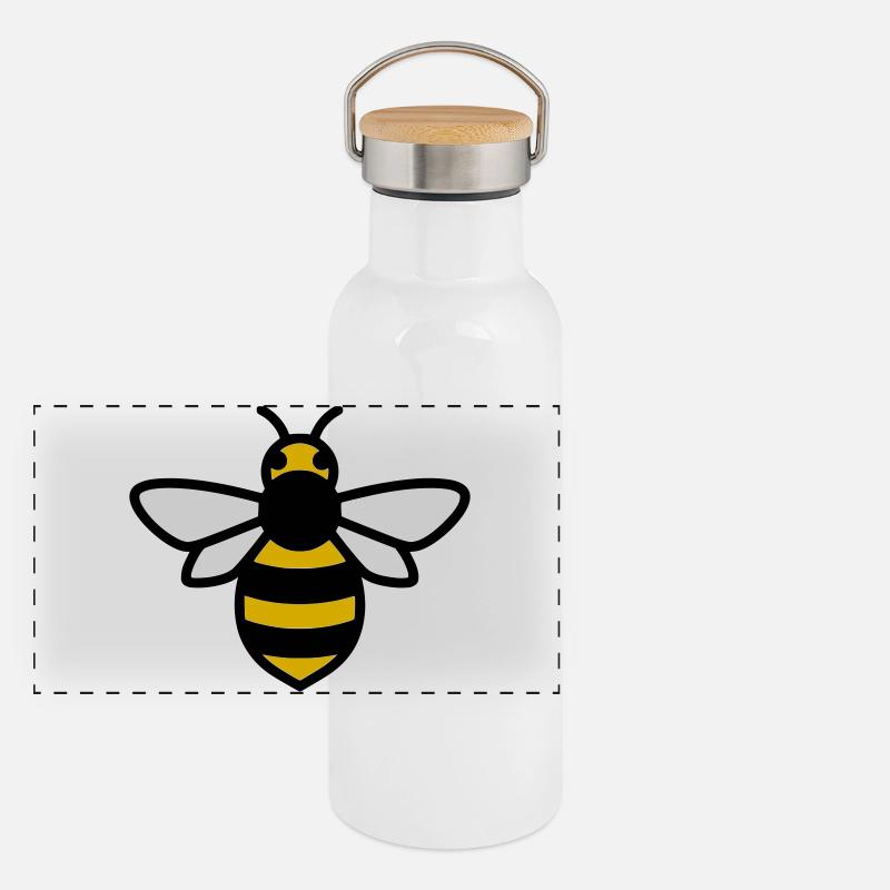 Bee Insect Cartoon Panoramic Thermal Bottle with Bamboo Lid