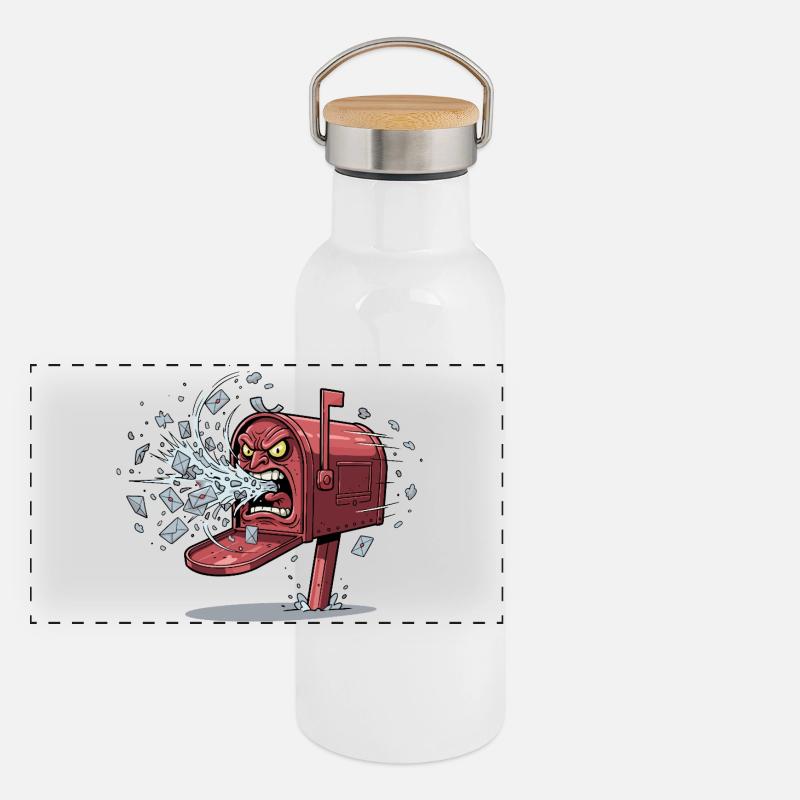 Angry mailbox outbreak Panoramic Thermal Bottle with Bamboo Lid