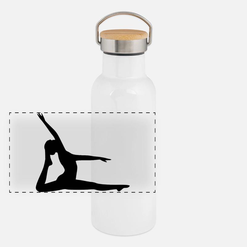 Yoga Forms Silhouettes Black Shadows Panoramic Thermal Bottle with Bamboo Lid