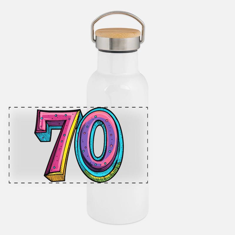 70 chiffres colorés Gourde isotherme avec bouchon en bambou