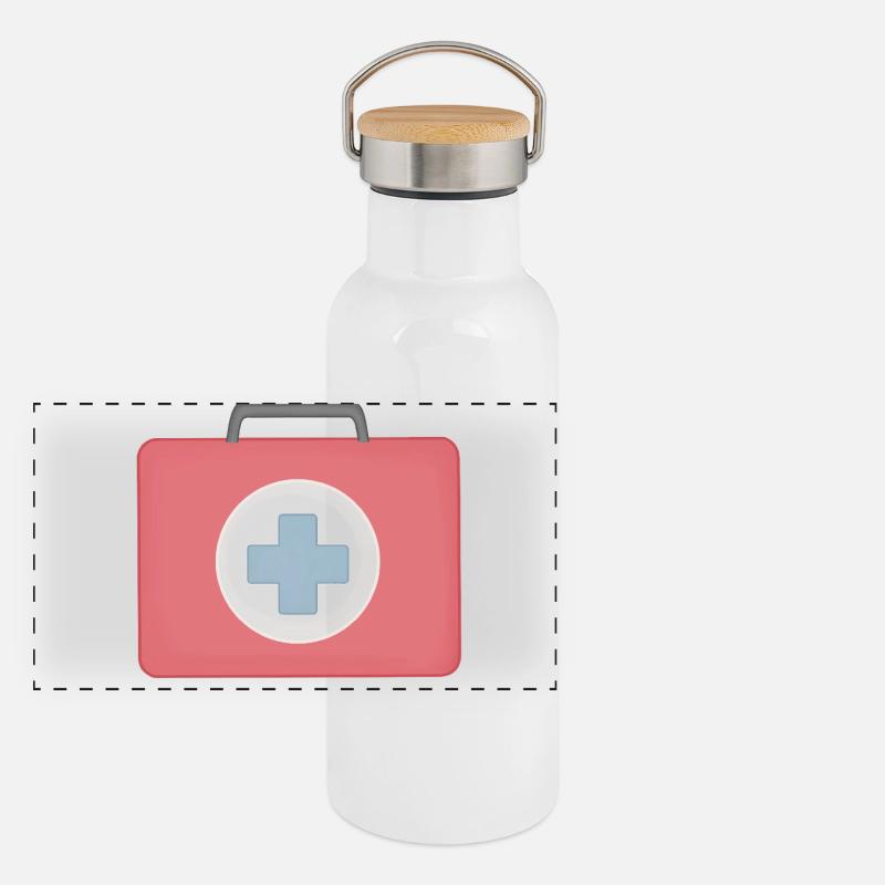 Rot Erste Hilfe Icon Design Panorama Thermosflasche mit Bambusdeckel