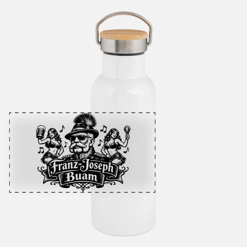 Franz Joseph Buam Logo Gourde isotherme avec bouchon en bambou
