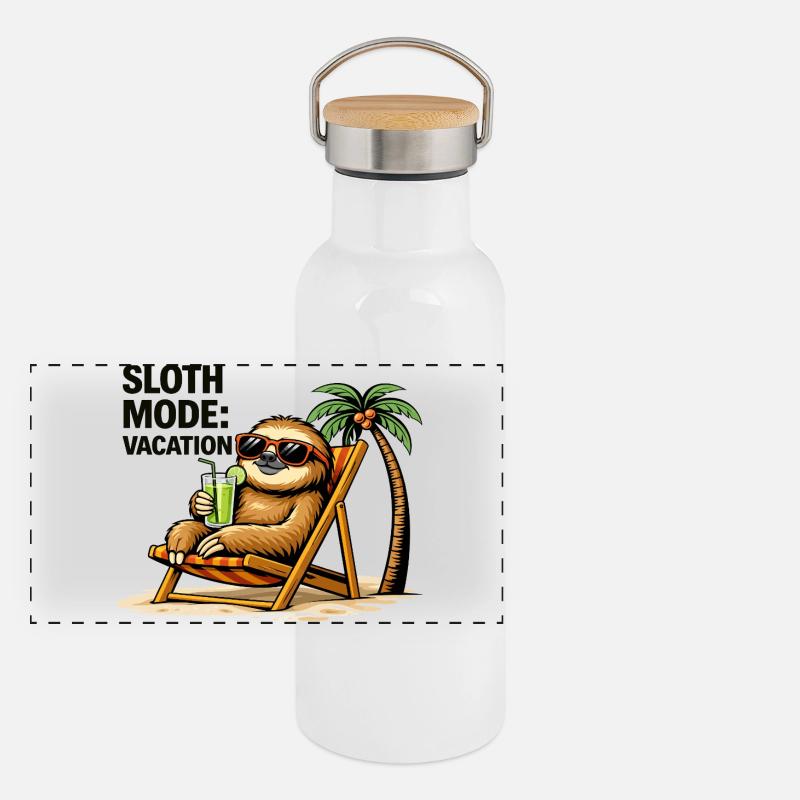 Faultiermodus Urlaub Panorama Thermosflasche mit Bambusdeckel