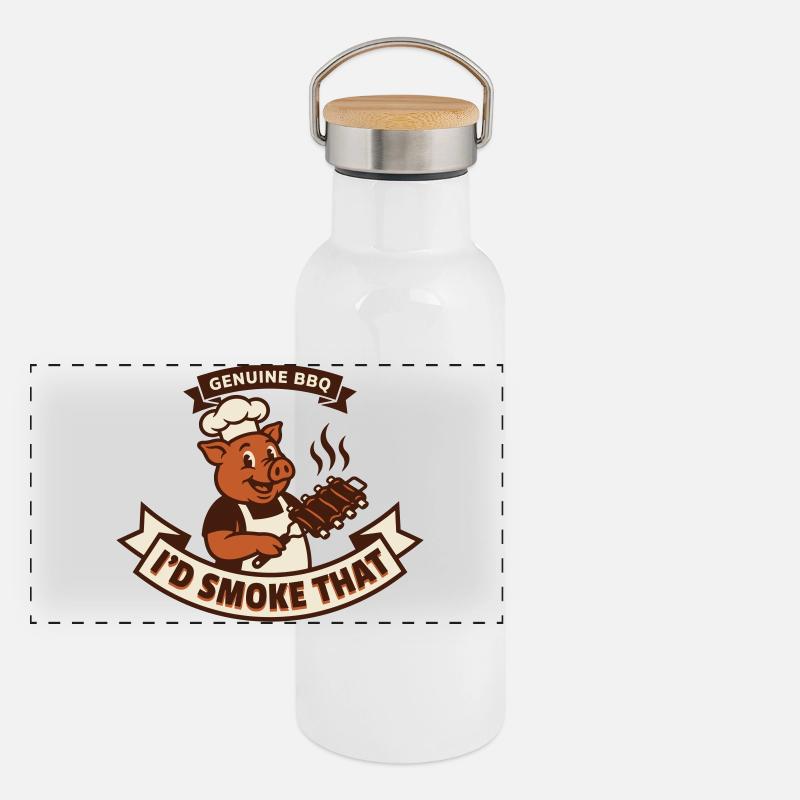 Pig Pitmaster BBQ Rubs and Ribs Panoramic Thermal Bottle with Bamboo Lid