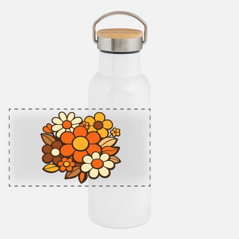 Bouquet de fleurs rétro Gourde isotherme avec bouchon en bambou