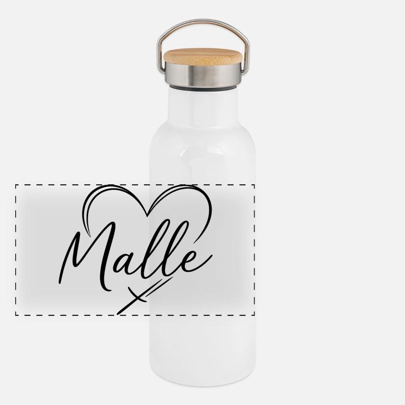 Lettrage en forme de cœur Malle Gourde isotherme avec bouchon en bambou