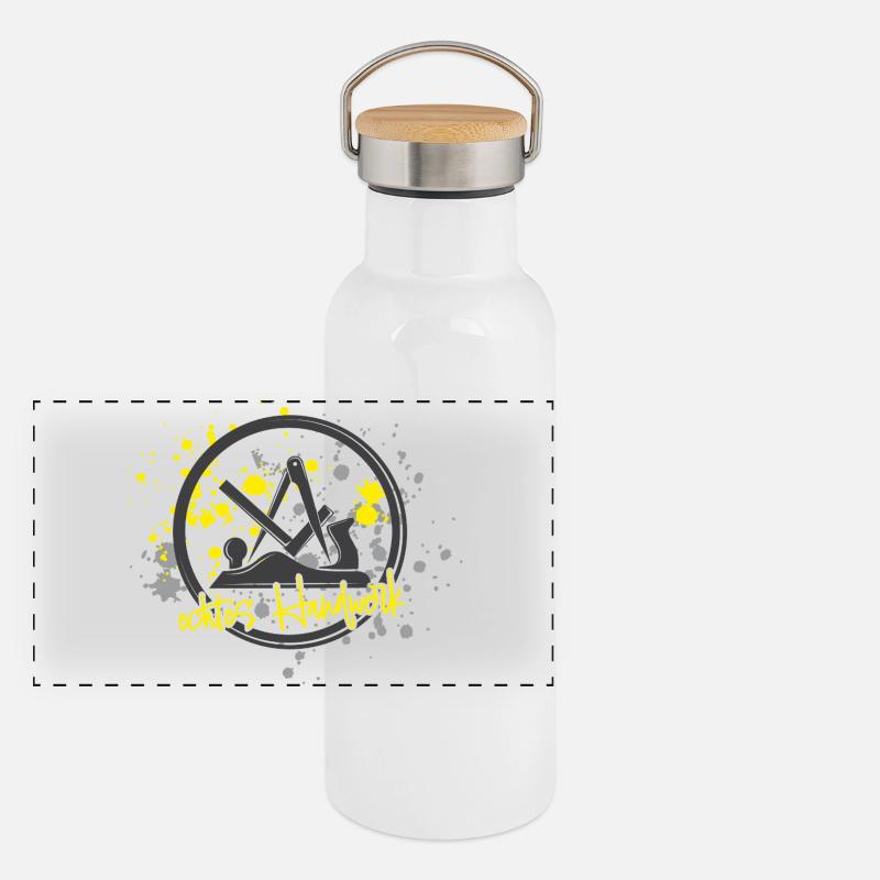 Schreiner Stolz gris-jaune petit Gourde isotherme avec bouchon en bambou