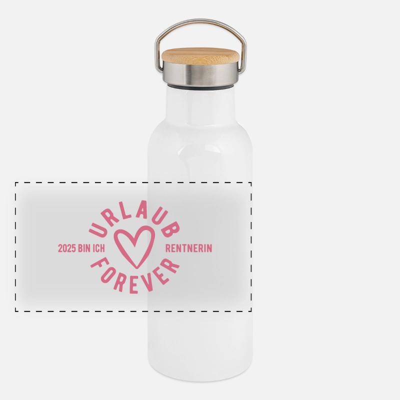 Urlaub Forever - 2025 bin ich Rentnerin Panorama Thermosflasche mit Bambusdeckel