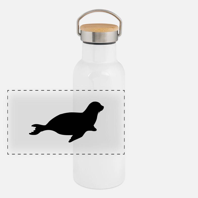 seal animal Gourde isotherme avec bouchon en bambou