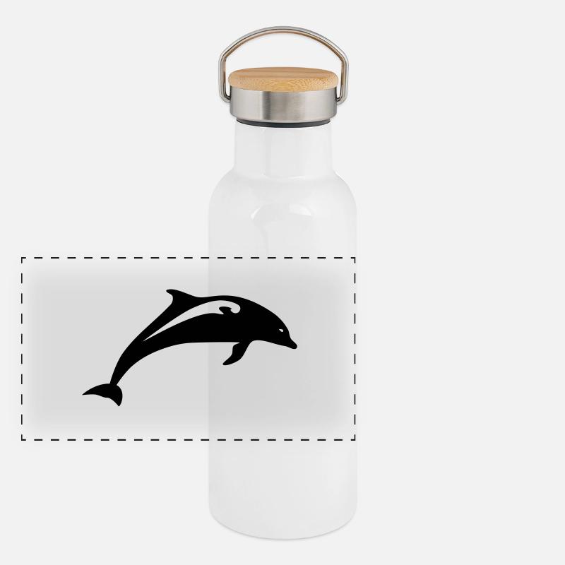 Delfin Tier Meer Panorama Thermosflasche mit Bambusdeckel