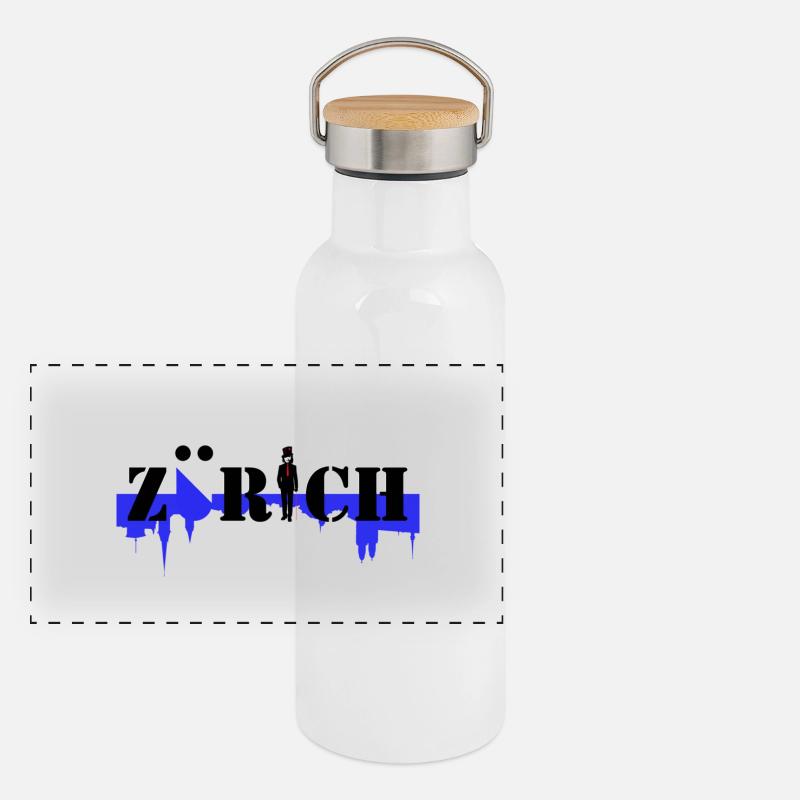 zürich Panorama Thermosflasche mit Bambusdeckel