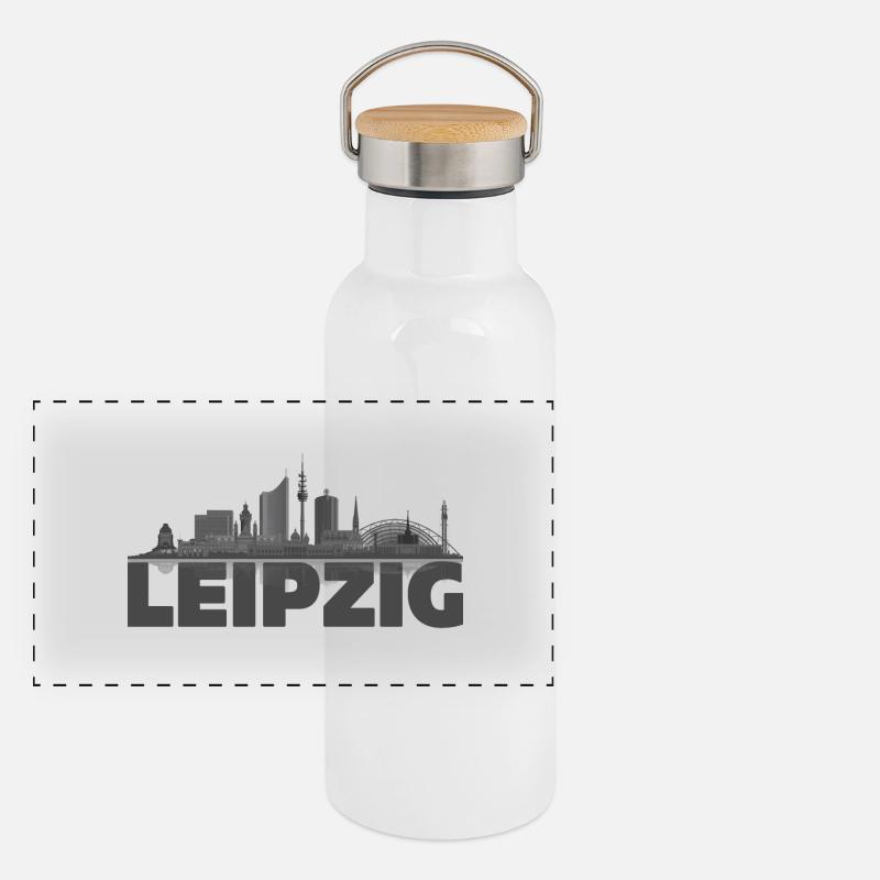 Leipzig 03 Panorama Thermosflasche mit Bambusdeckel