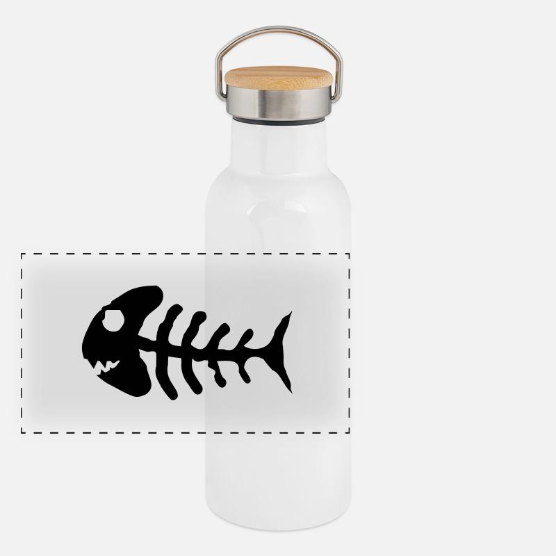 bone_fish_f1 Panoramic Thermal Bottle with Bamboo Lid