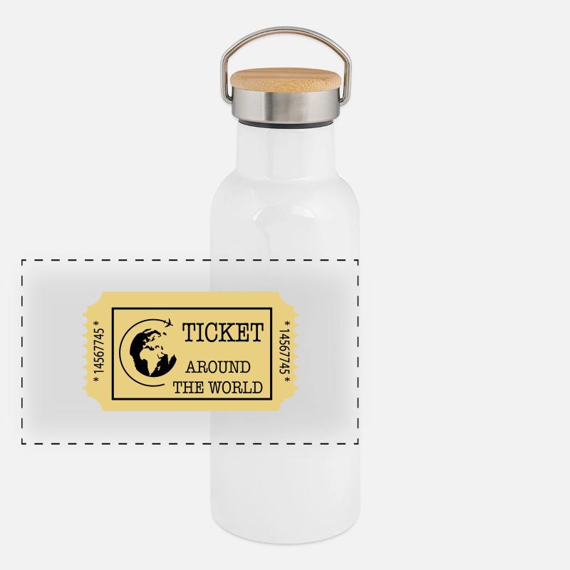 Around the World Ticket Panoramic Thermal Bottle with Bamboo Lid