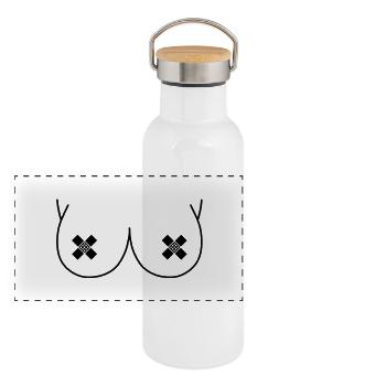 titten__f1 - Gourde isotherme avec bouchon en bambou - blanc - Devant