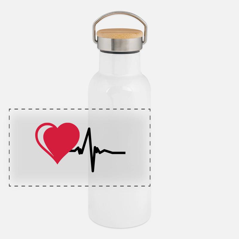 Heart with pulse Panoramic Thermal Bottle with Bamboo Lid