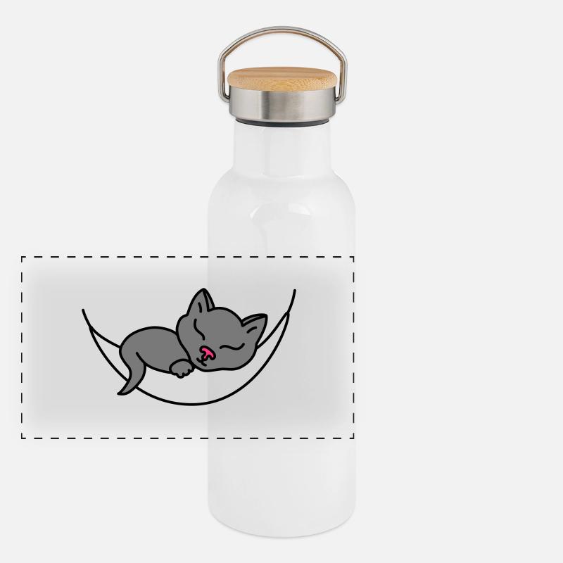 Sleeping Cat Panoramic Thermal Bottle with Bamboo Lid