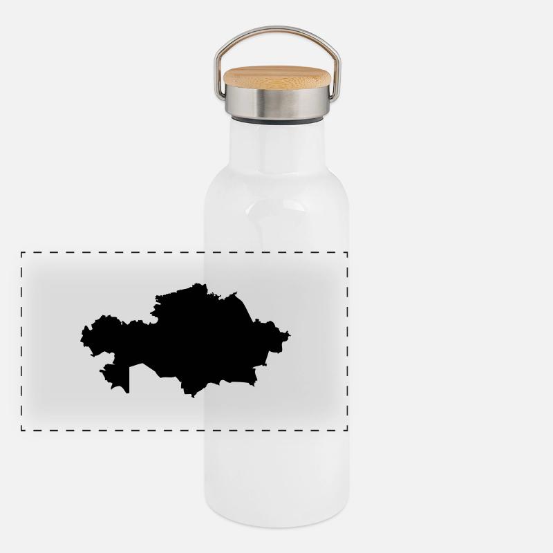 Kasachstan Panorama Thermosflasche mit Bambusdeckel