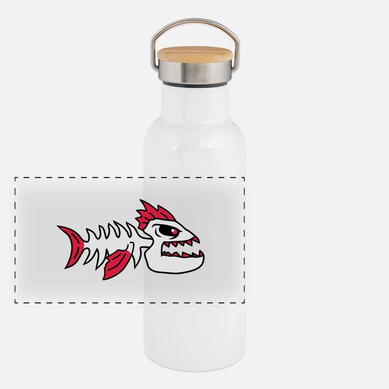 Fish Bone Punk Monster Panoramic Thermal Bottle with Bamboo Lid