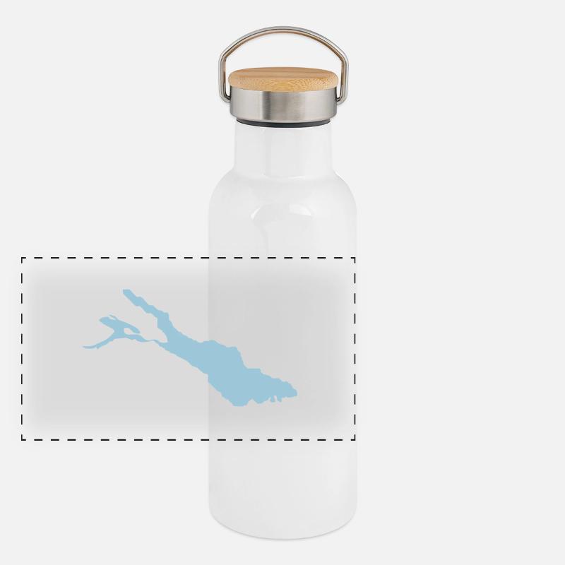 (bodensee) Panorama Thermosflasche mit Bambusdeckel
