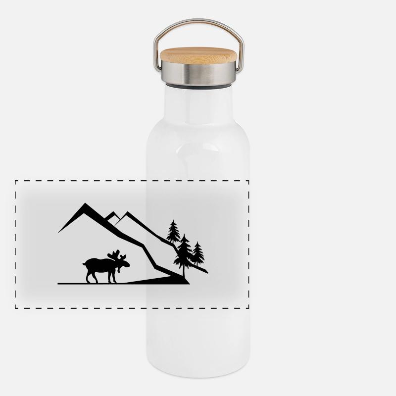 Berge Panorama Thermosflasche mit Bambusdeckel